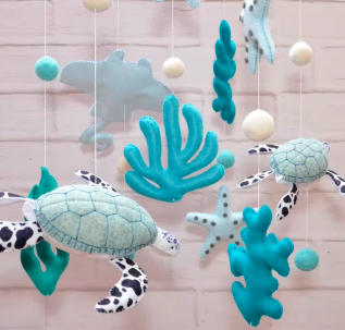 MarMar Ocean Bliss Baby Crib Mobile with Wooden Stand