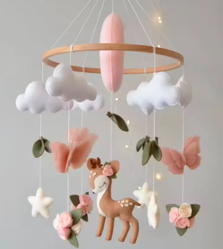MarMar Blossom Fawn Baby Crib Mobile with wooden stand