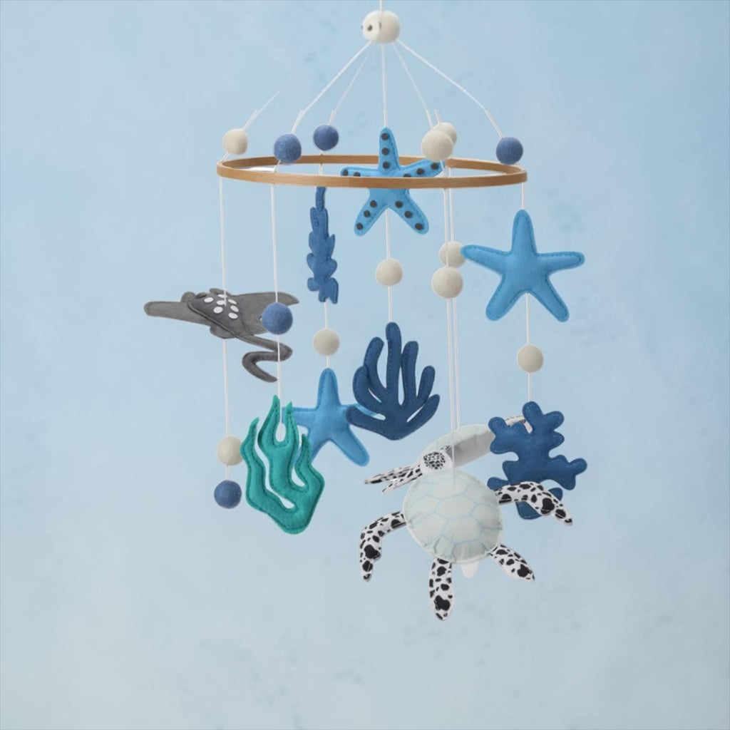 MarMar Ocean Bliss Baby Crib Mobile with Wooden Stand