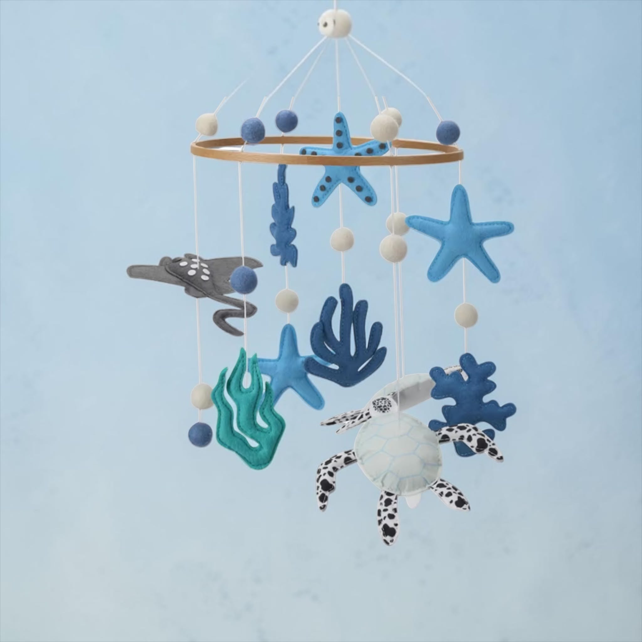 MarMar Ocean Bliss Baby Crib Mobile with Wooden Stand
