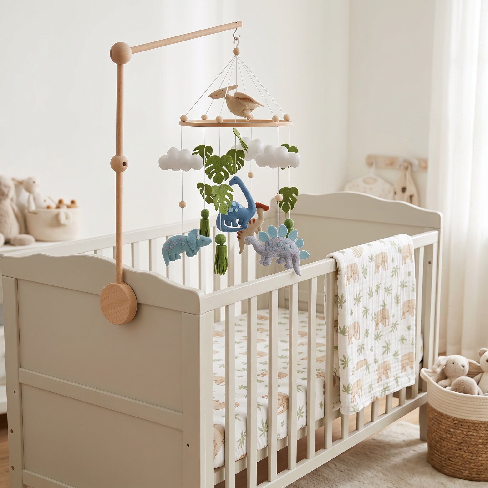 MarMar Dino Adventure Baby Crib Mobile with Wooden Stand