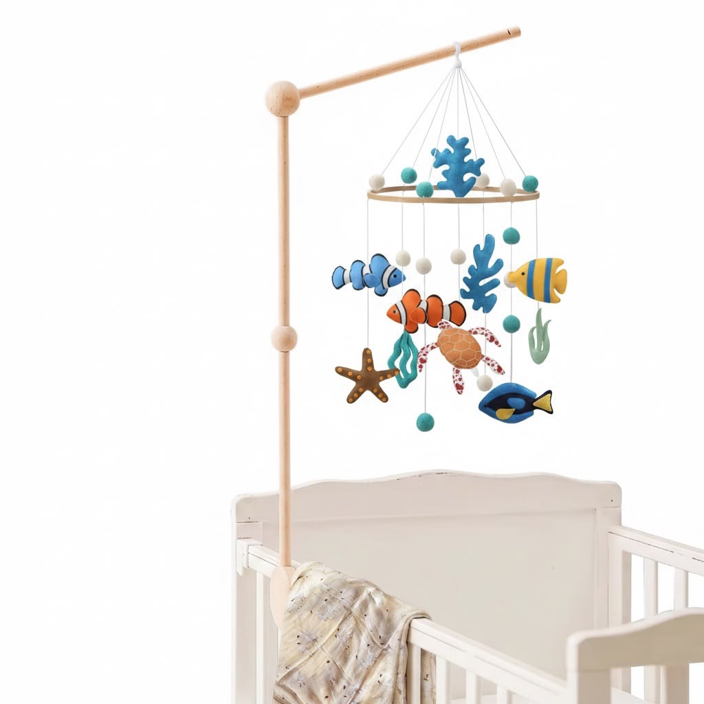 MarMar Ocean Dreams Baby Crib Mobile with Wooden Stand